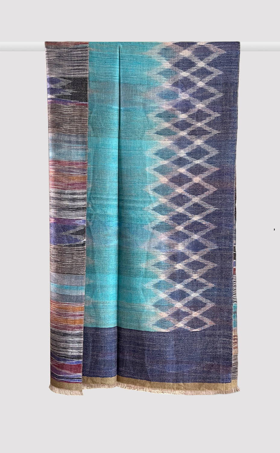Pashmina Sapphire Ikat Reversible Stole