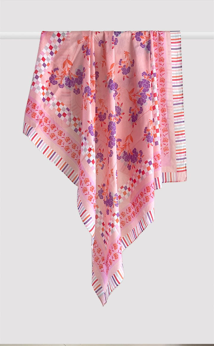 Rose Floral Checks Scarf