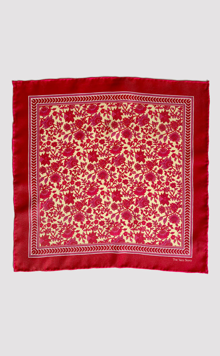 Crimson Bloom Pocket Square