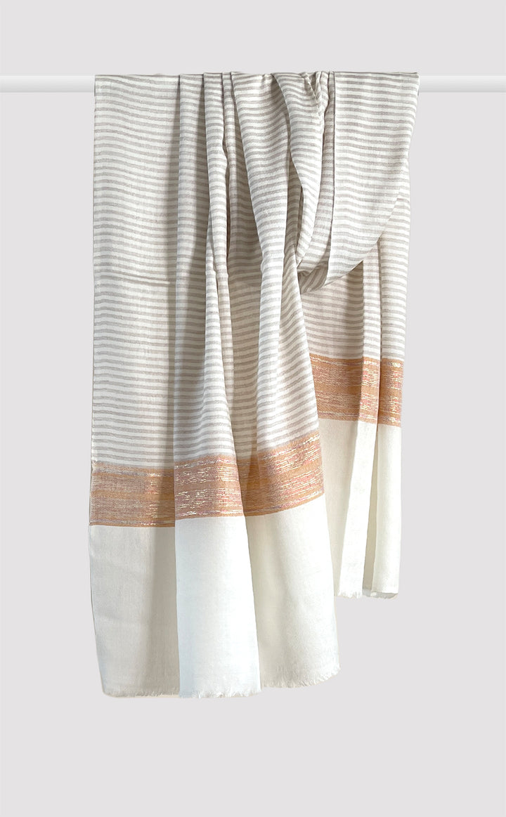 Broad Rust Silver Streak Zari Stole