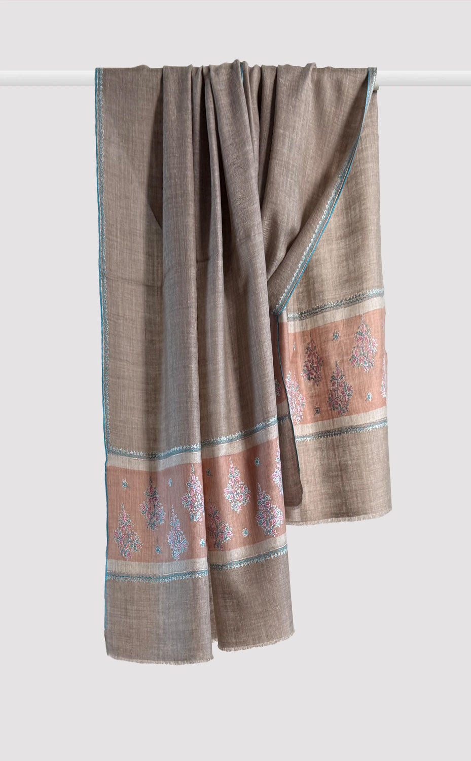 Pashmina Hand-Embroidered Coral Glade Stole