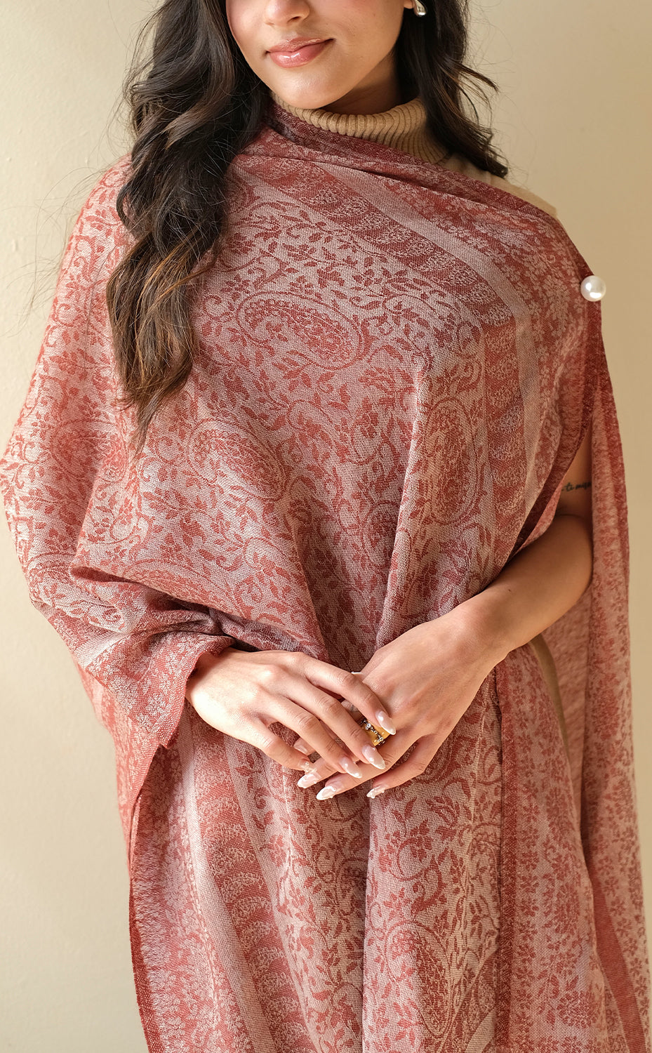 Umber Paisley Wool Jacquard