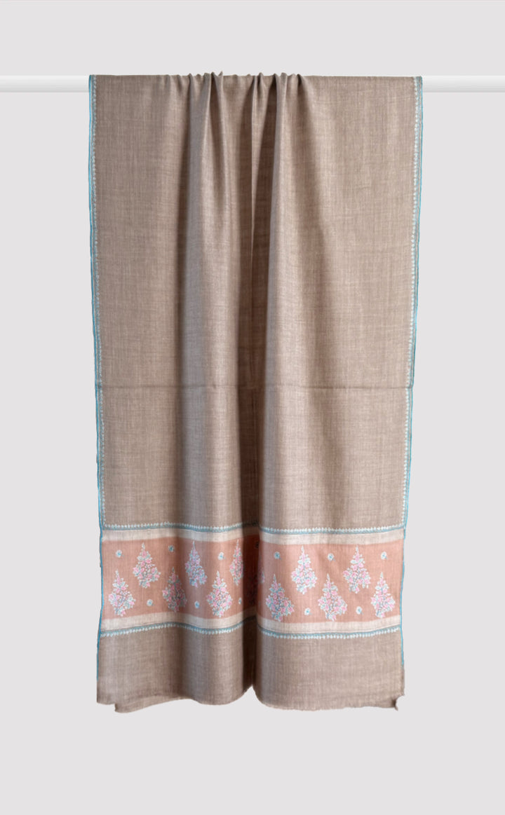 Pashmina Hand-Embroidered Coral Glade Stole