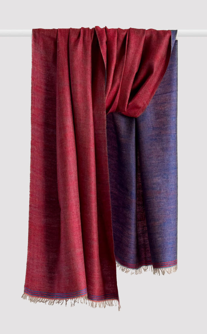 Cashmere Reversible Stole - Berry Blue