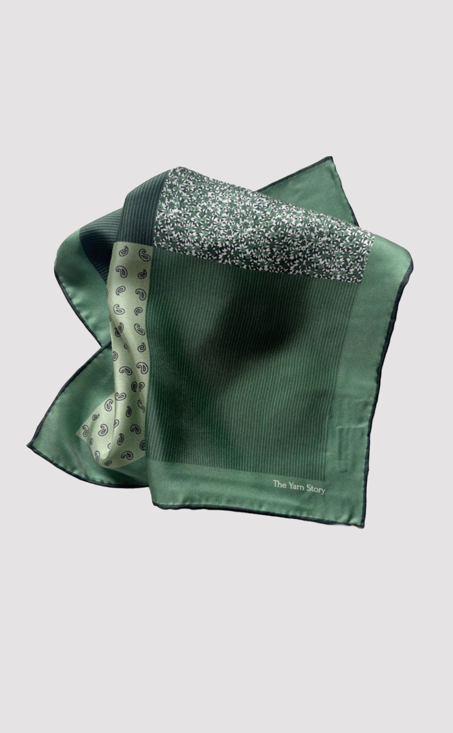 Green Floral Stripe Pocket Square