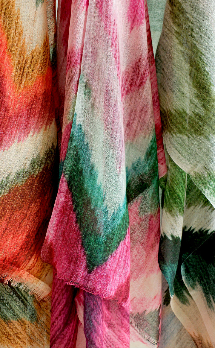 Camellia Chevron Linen Modal Stole