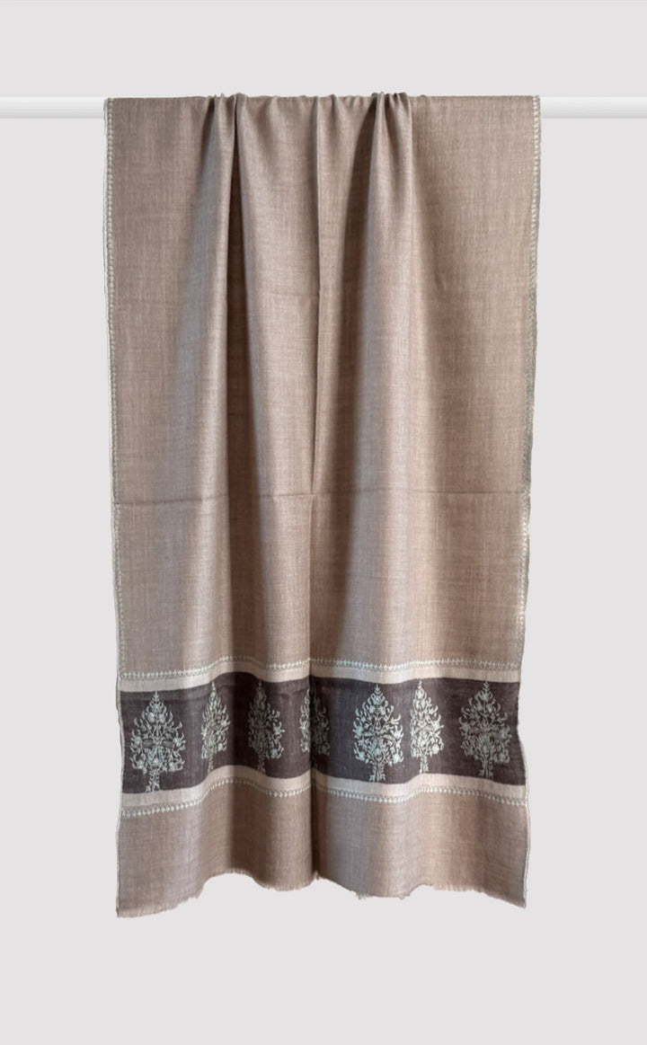 Pashmina Hand-Embroidered Onyx Flora Stole