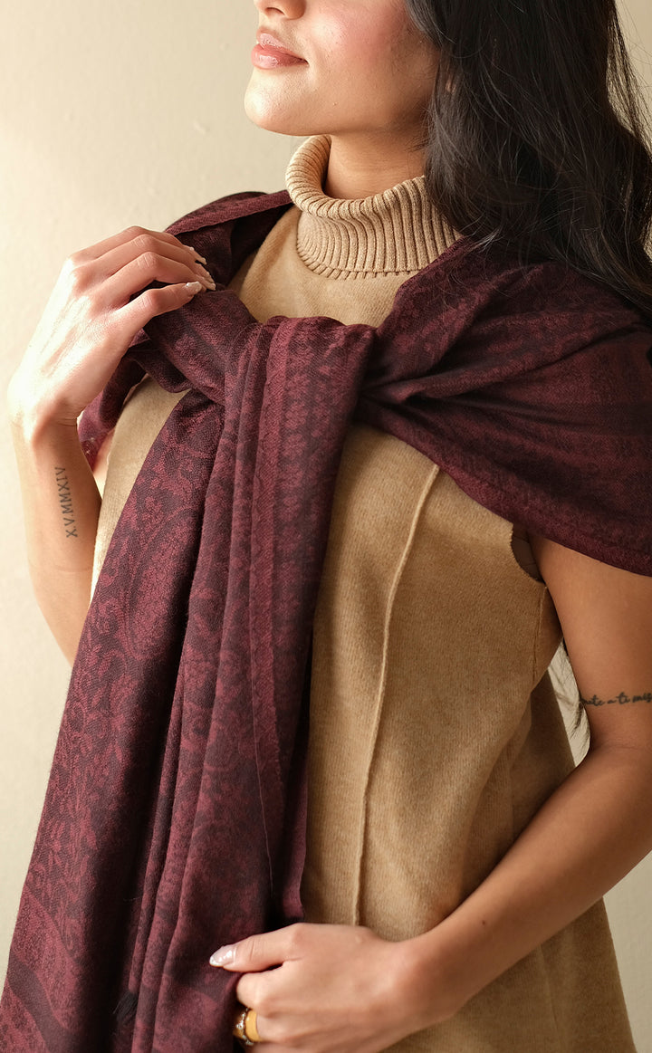 Merlot Paisley Wool Jacquard