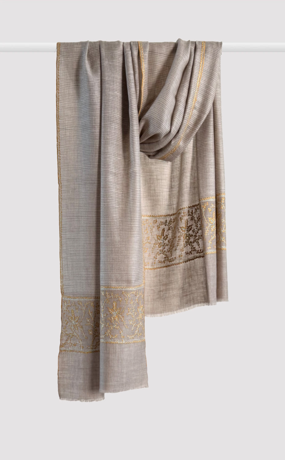 Pashmina Hand-Embroidered Sunlit Vine Stole