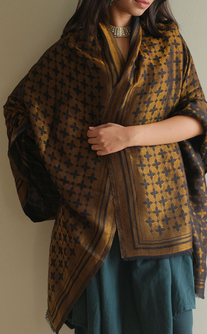 Black Moroccan Zari Shawl