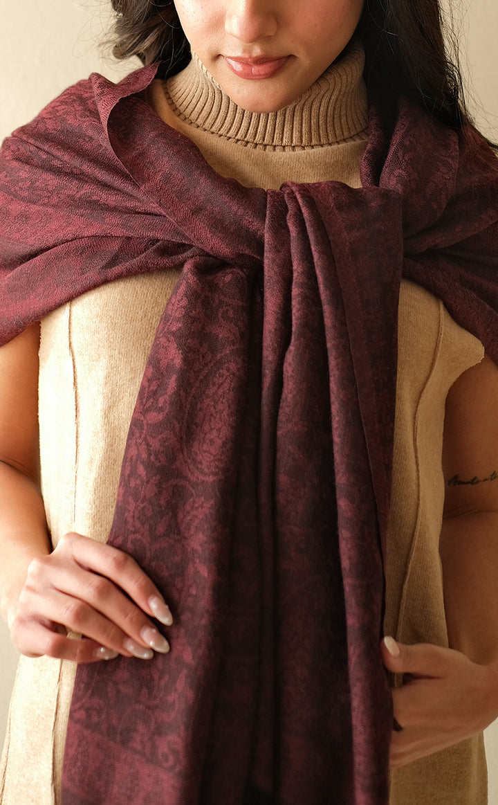 Merlot Paisley Wool Jacquard