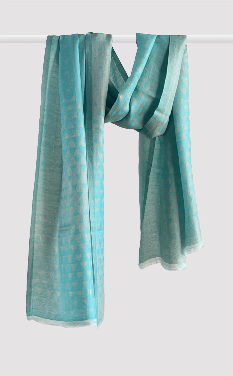 Turquoise Gold Triangle Zari Stole
