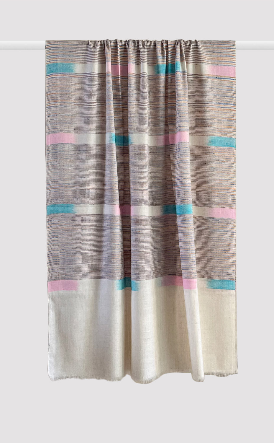 Pashmina Ivory Multicolor Ikat Shawl