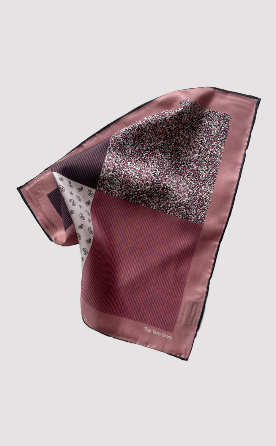 Mauve Floral Stripe Pocket Square