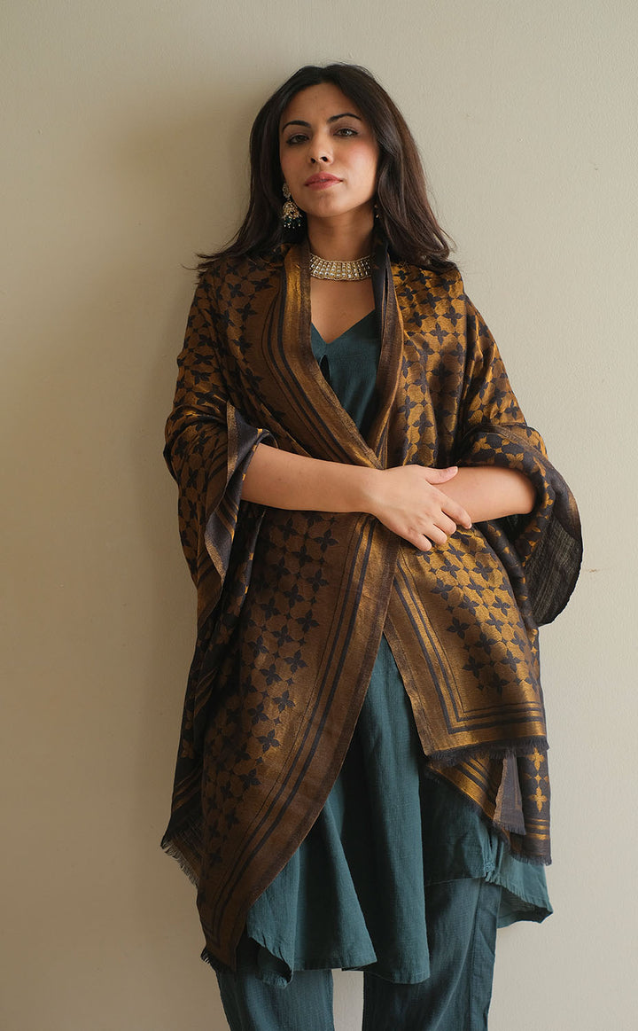 Black Moroccan Zari Shawl