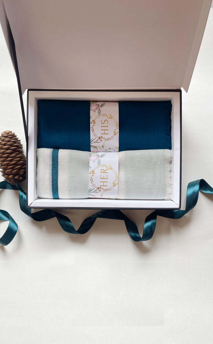 Teal Stripe His and Her Set