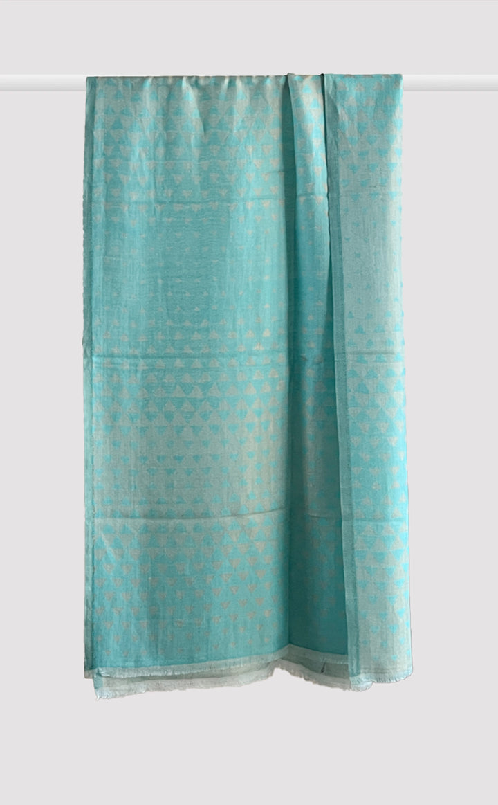 Turquoise Gold Triangle Zari Stole