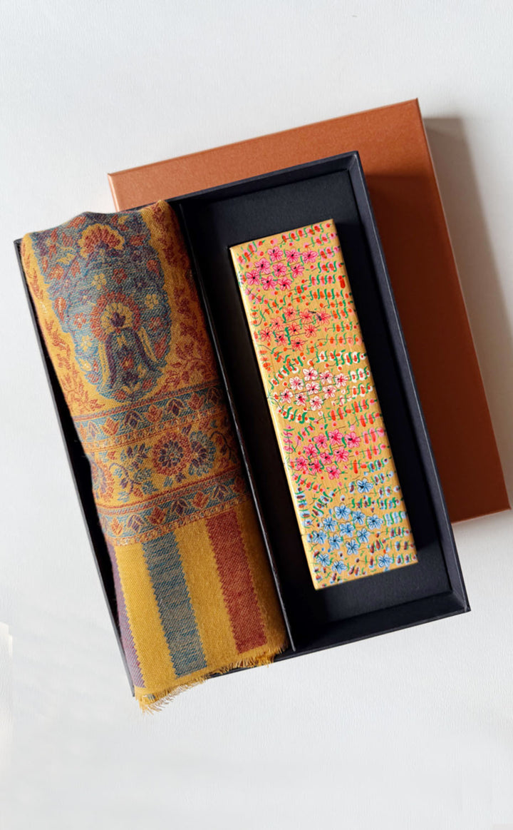 Mustard Kani Kashmiri Gift Set