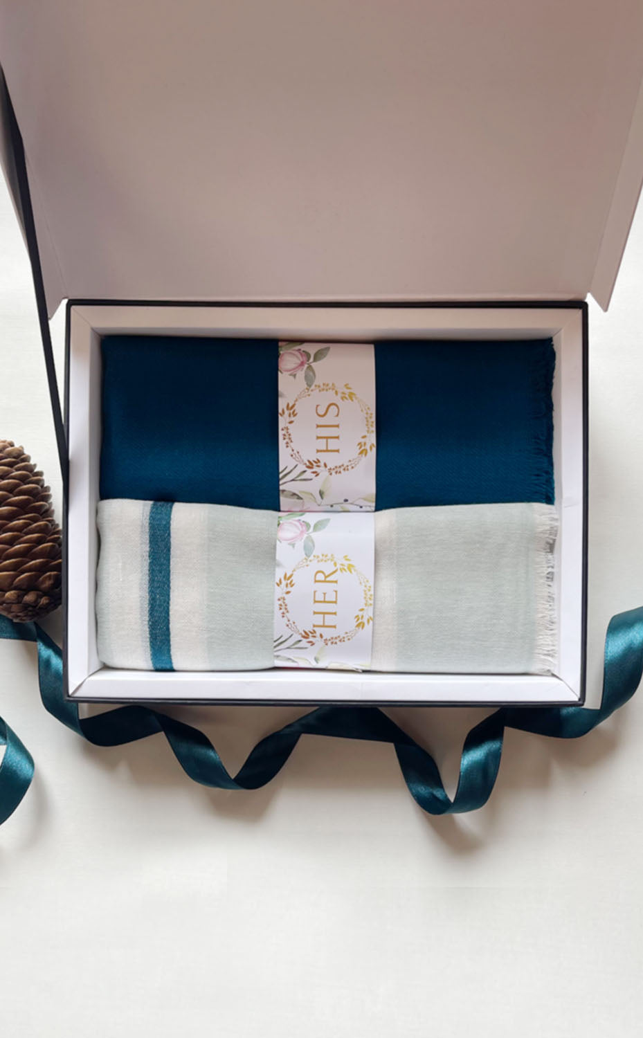 Teal Stripe His and Her Set