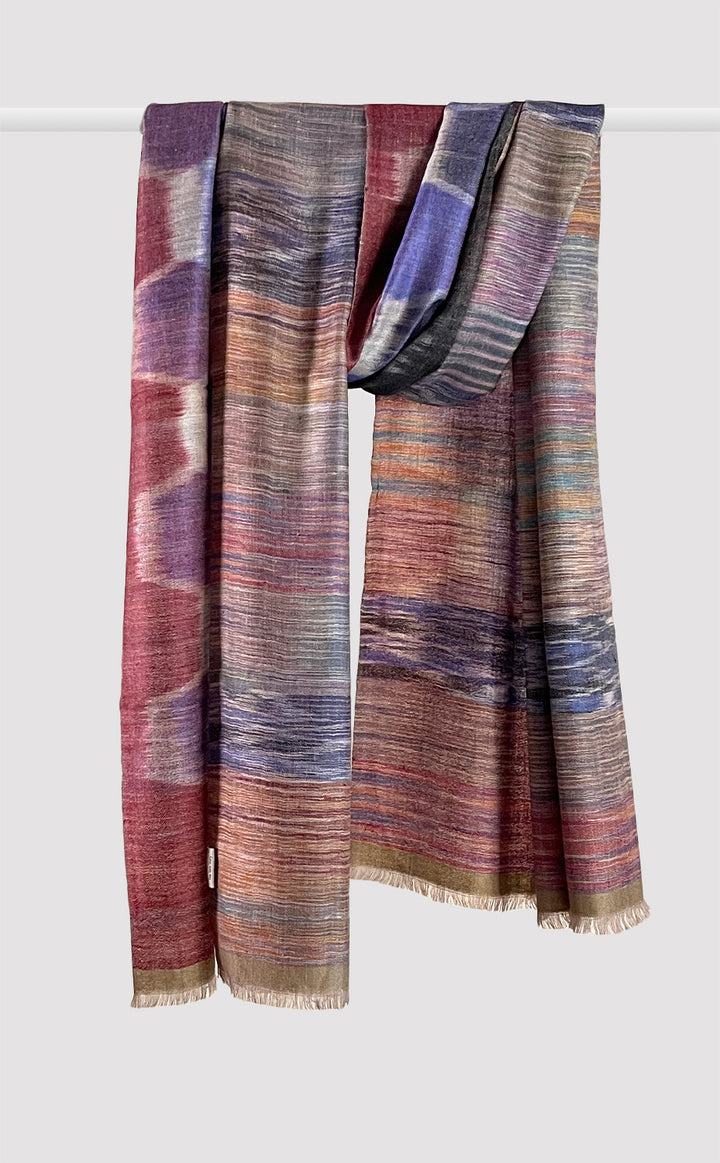 Pashmina Burgundy Ikat Reversible Stole