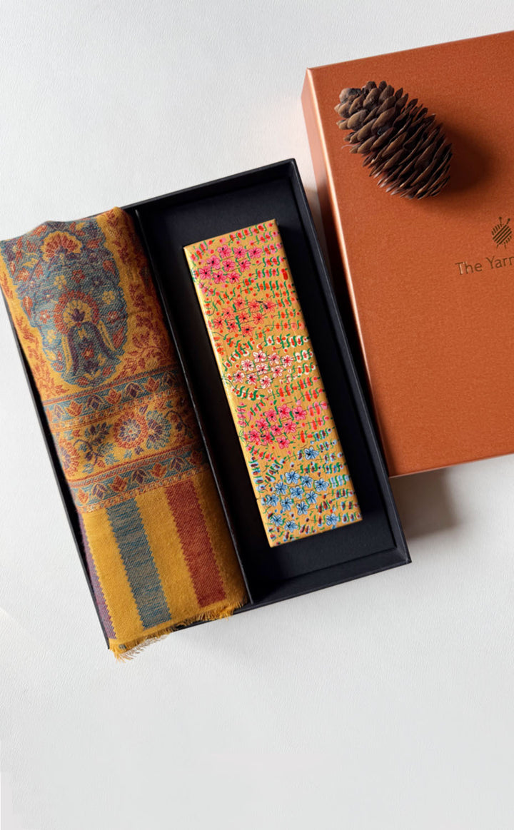 Mustard Kani Kashmiri Gift Set