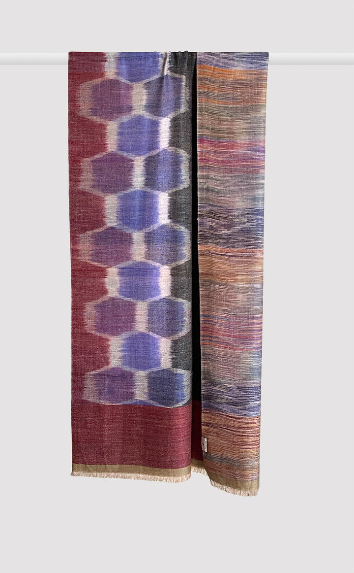 Pashmina Burgundy Ikat Reversible Stole