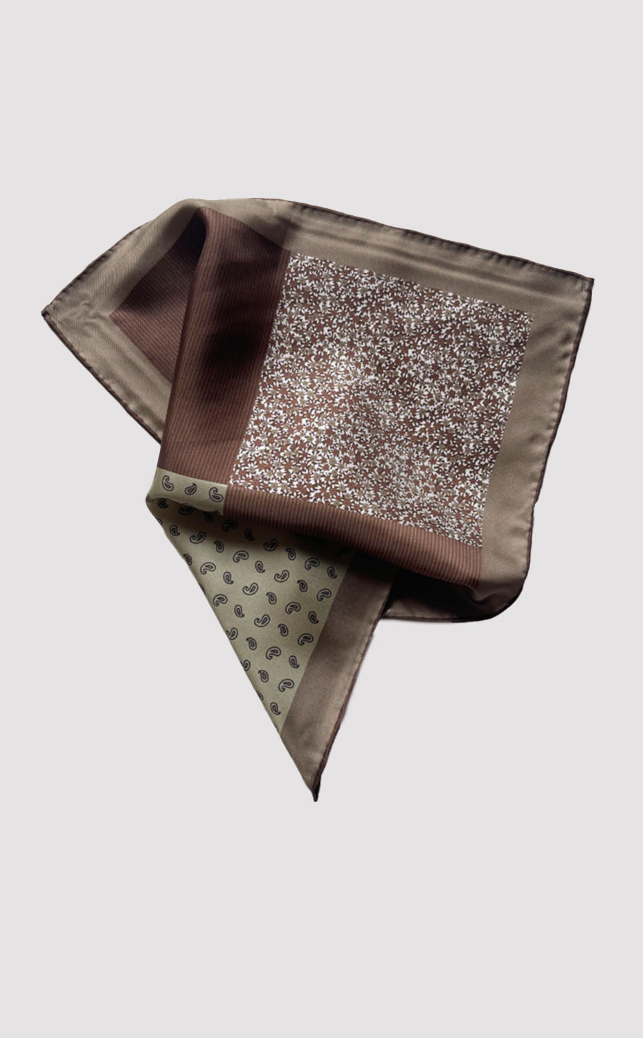 Taupe Floral Stripe Pocket Square
