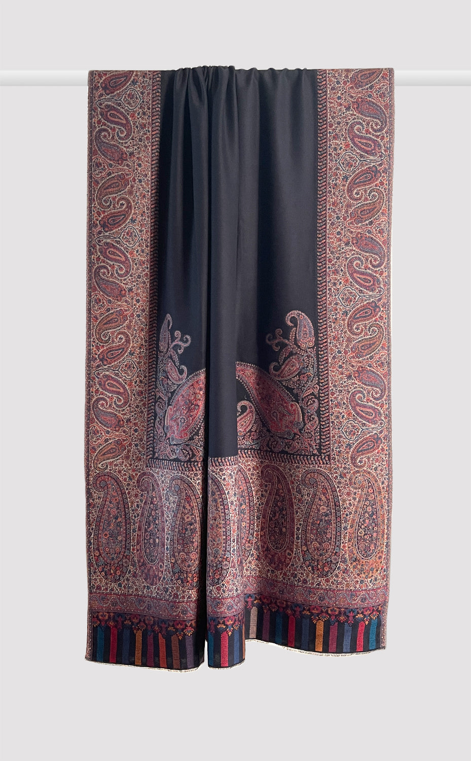 Black Royal Paisley Motif Shawl