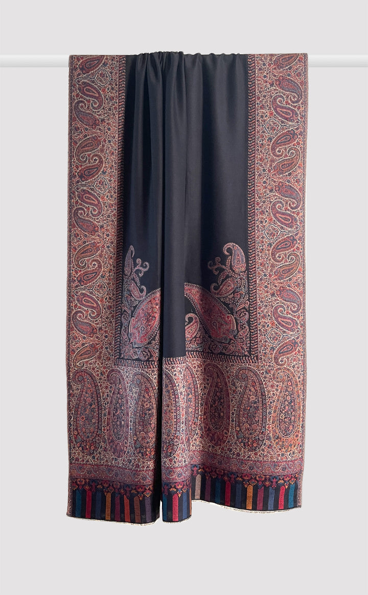 Black Royal Paisley Motif Shawl