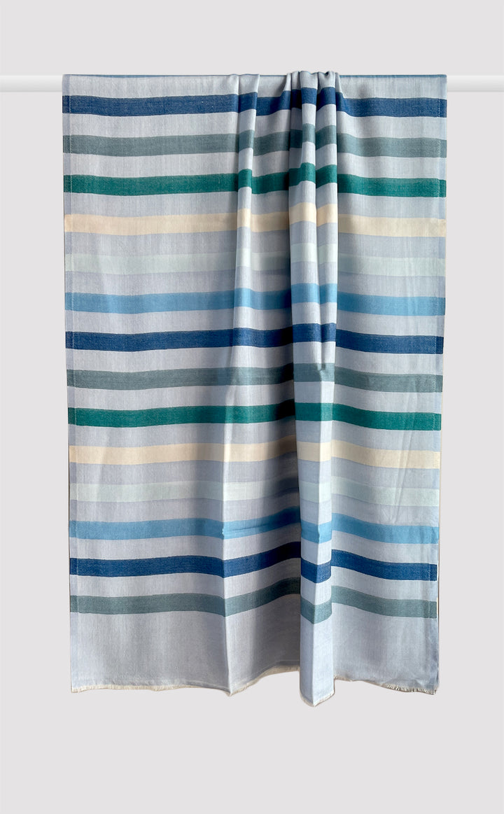 Ocean Merino Stripe Shawl
