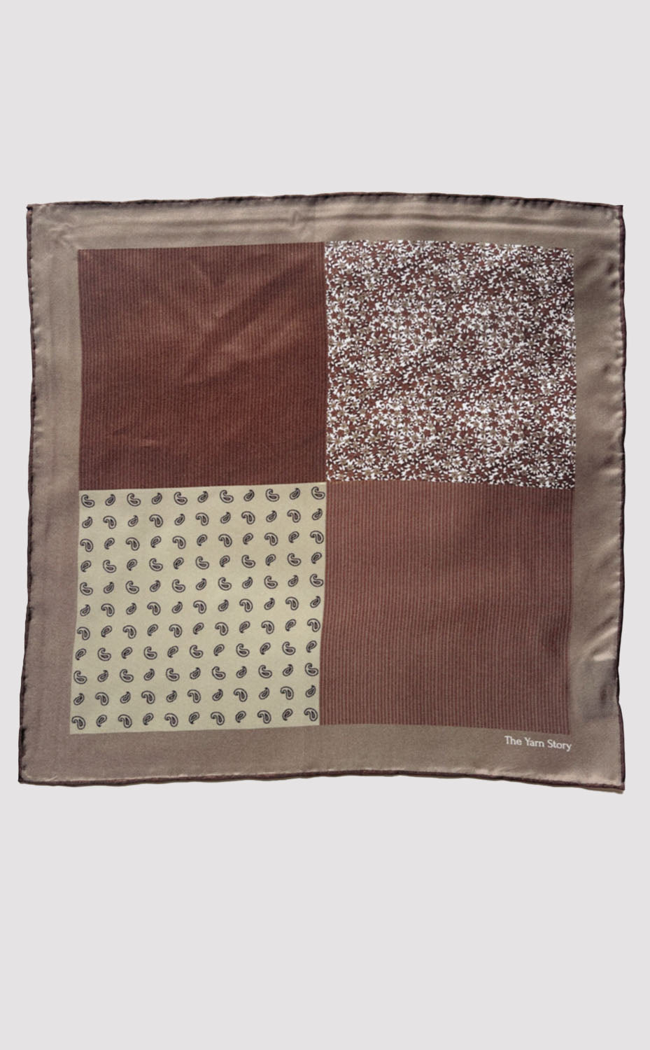 Taupe Floral Stripe Pocket Square