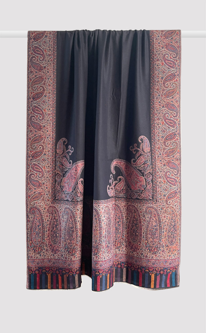 Black Royal Paisley Motif Shawl