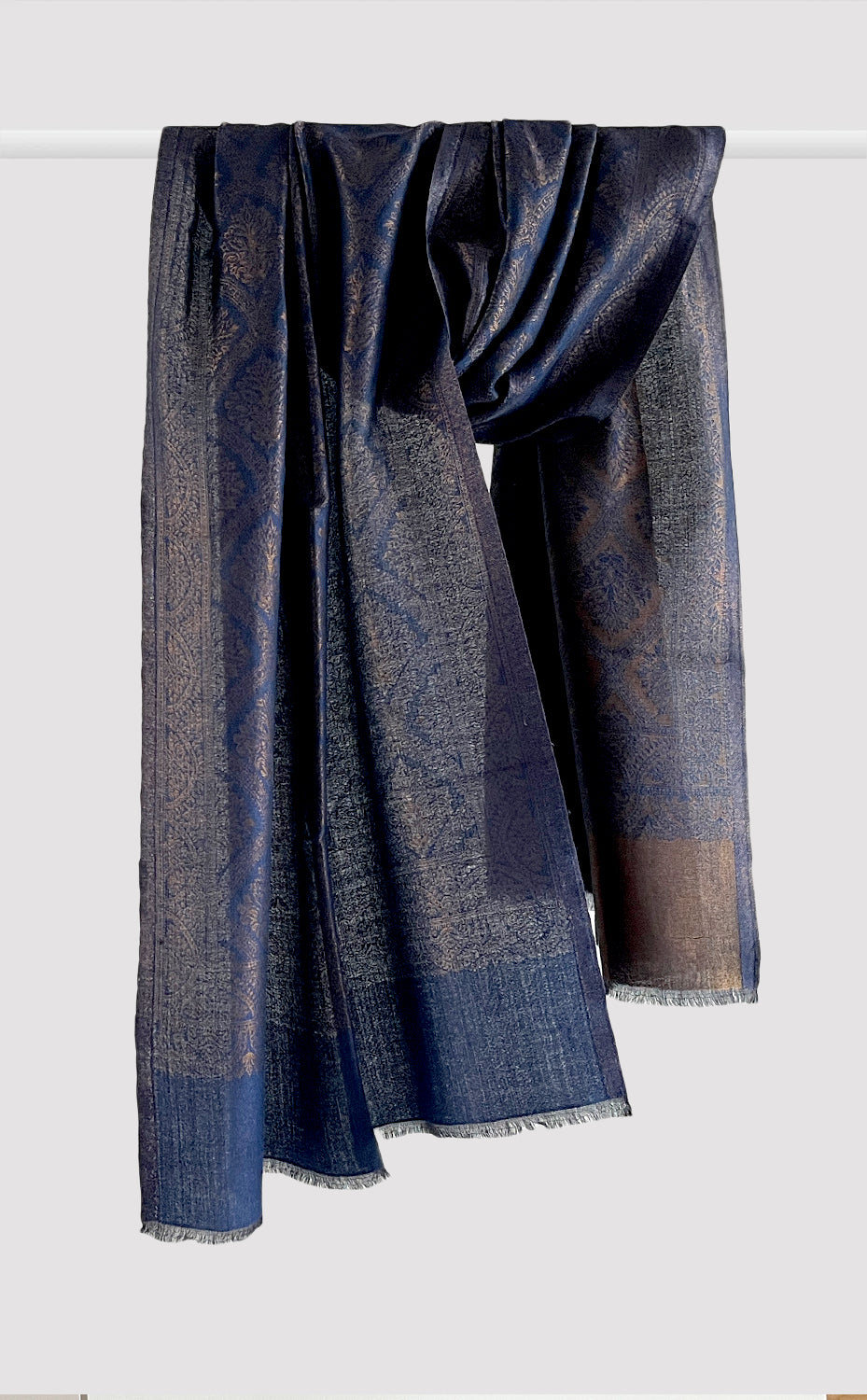 Navy Royal Motif Zari Stole