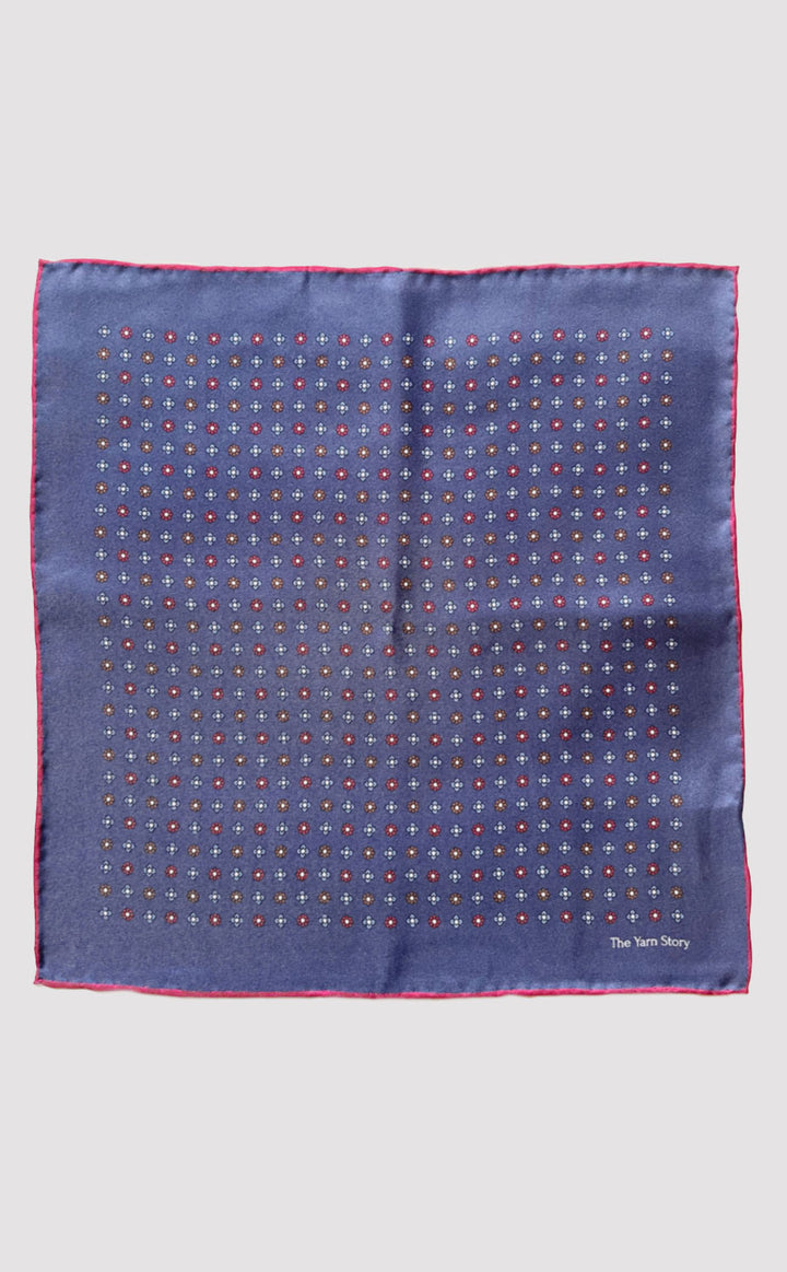 Cobalt Flora Pocket Square