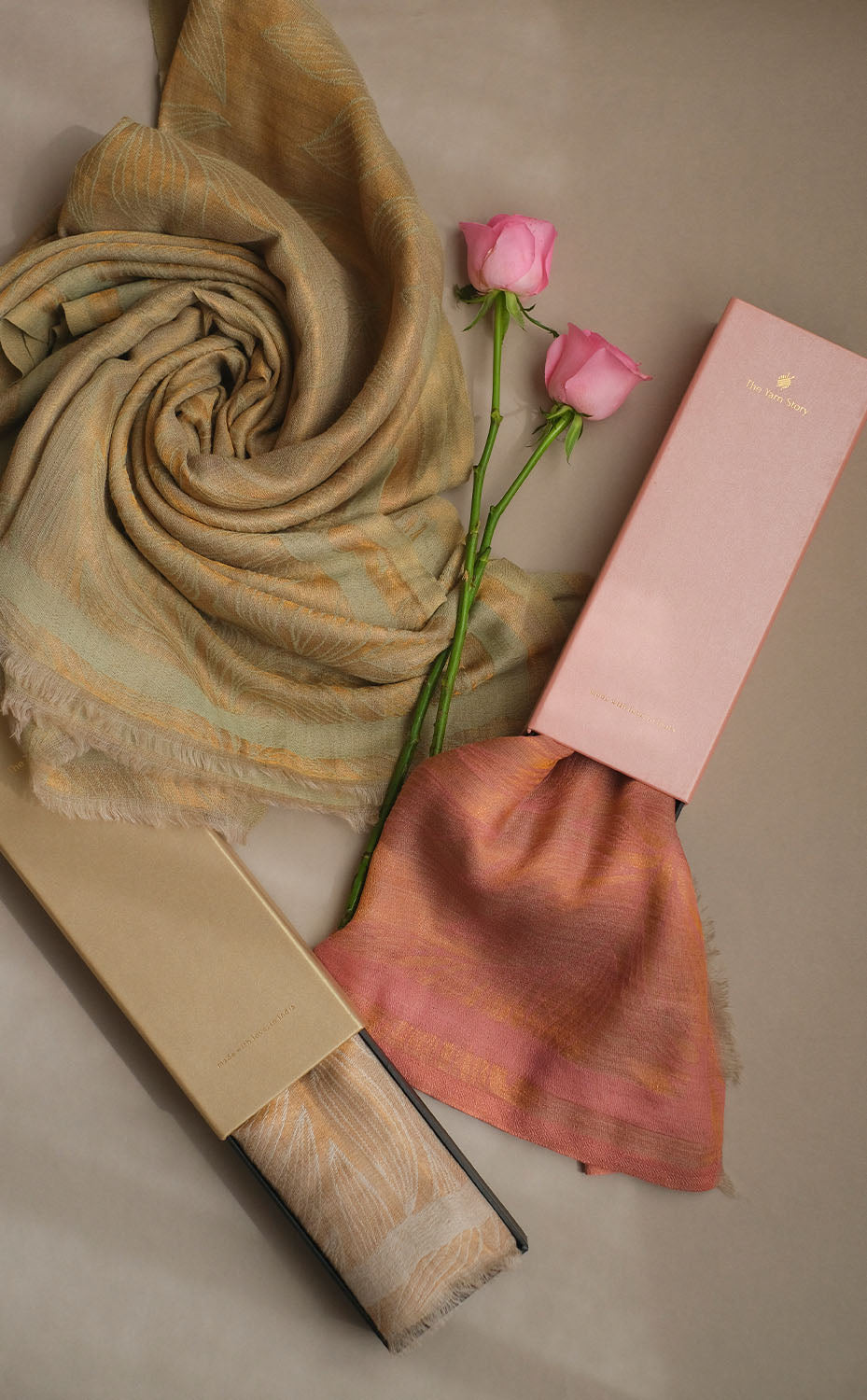 Rose Quartz Foliage Zari Stole