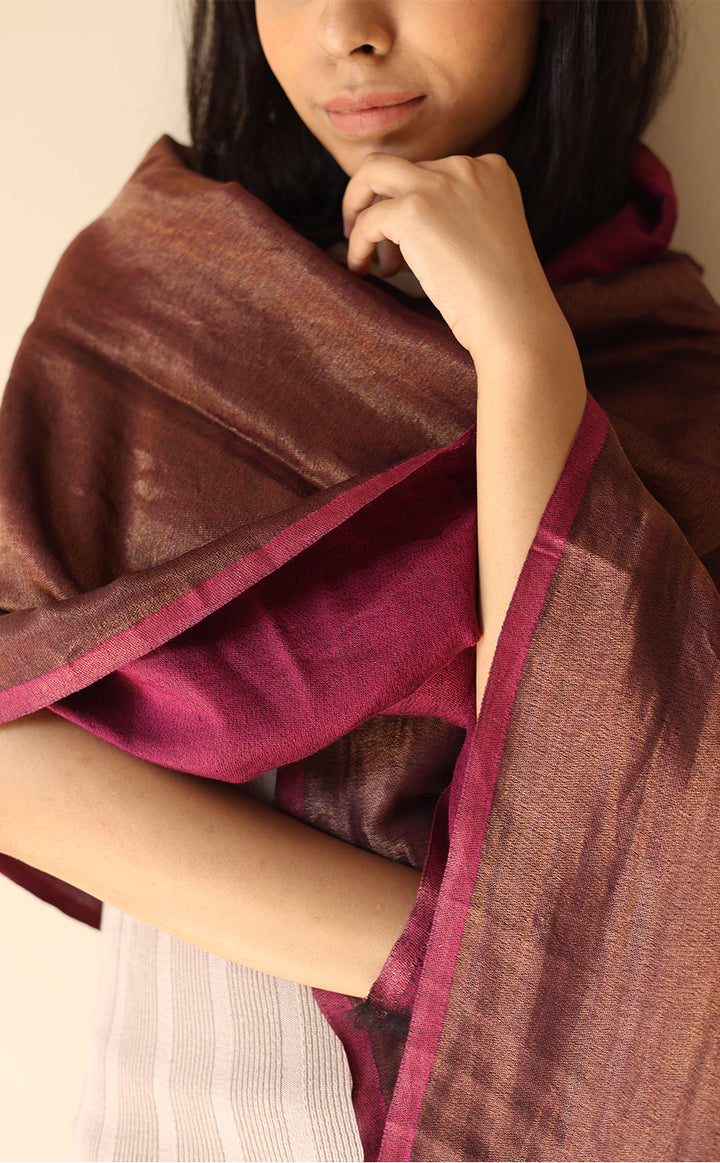 Zari Reversible Stole - Midnight Purple