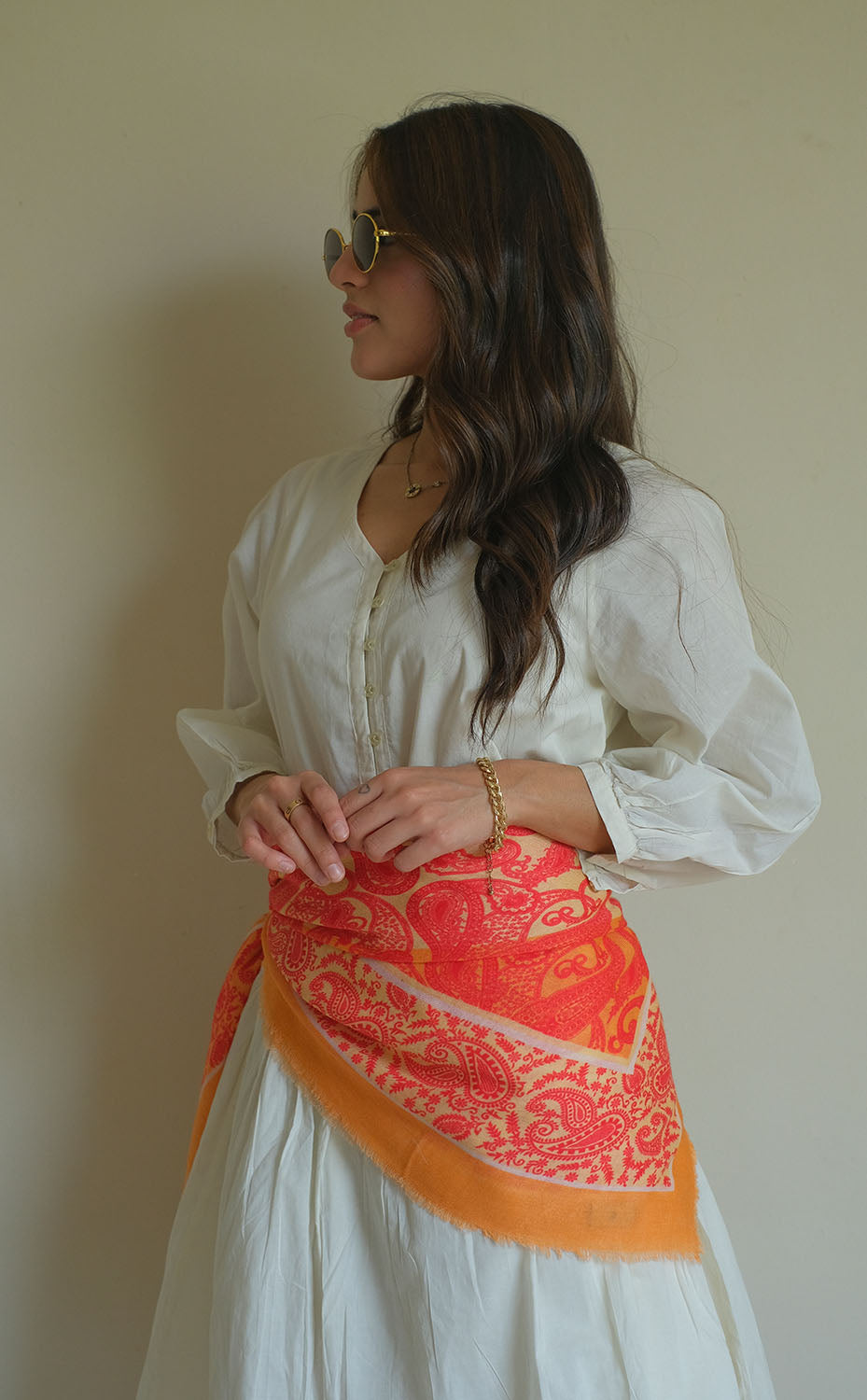 Tangerine Paisley Scarf