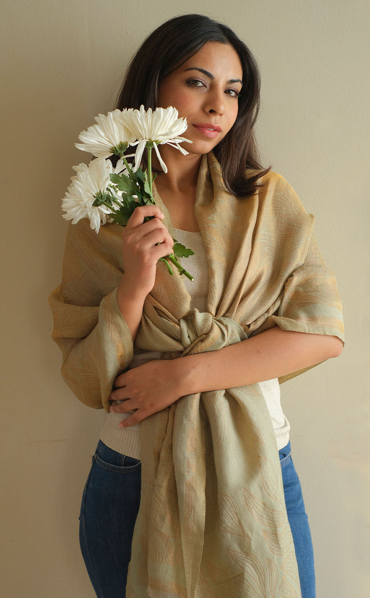 Eucalyptus Foliage Zari Stole