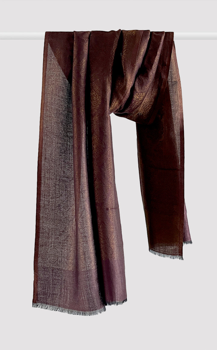 Brown Royal Motif Zari Stole