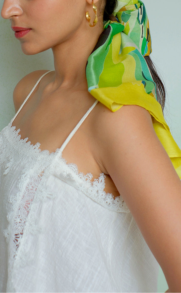 Citron Flora Silk Scarf