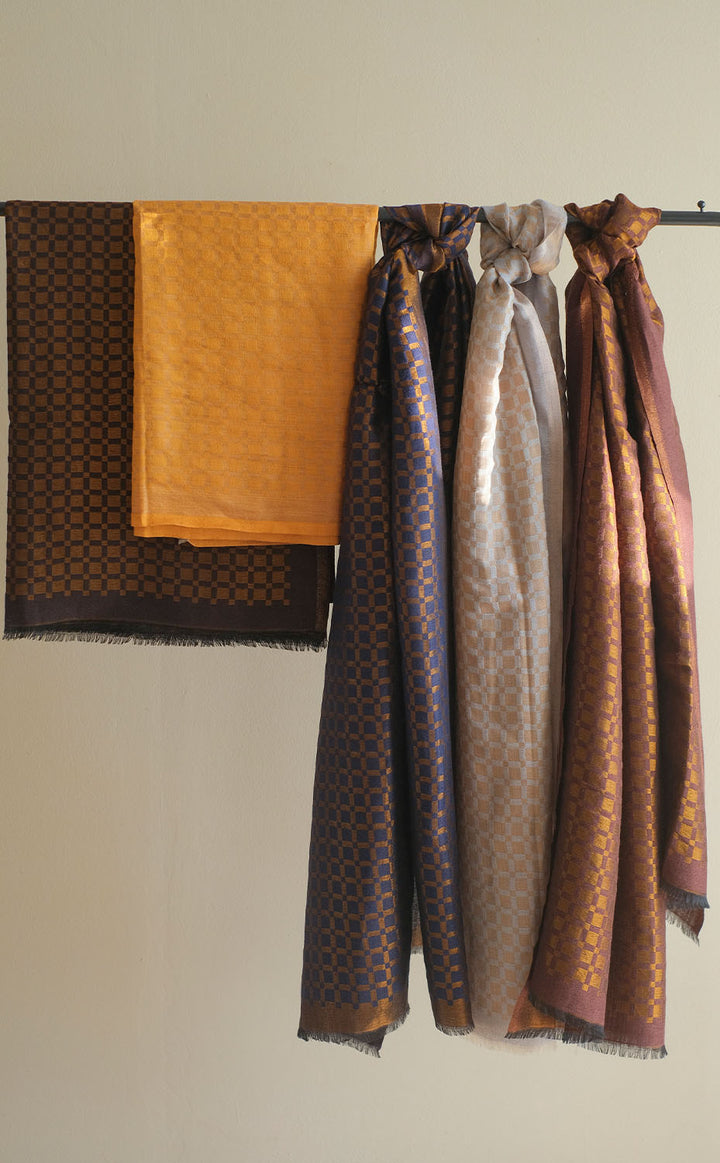 Saffron Mosaic Zari Stole