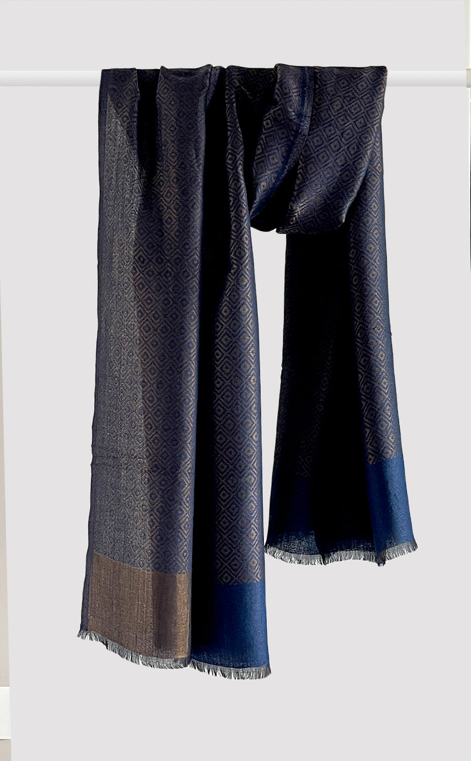 Blue Geometric Zari Stole