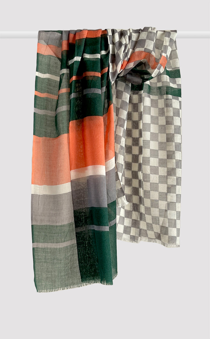 Multicolor Checks Wool Printed Stole