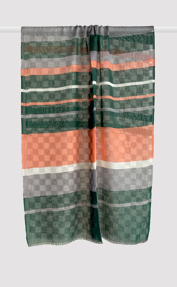 Checks Wool Printed Stole for Her
