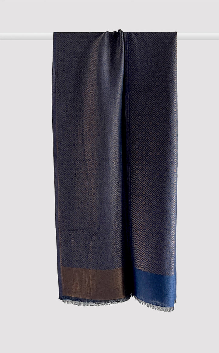 Blue Geometric Zari Stole