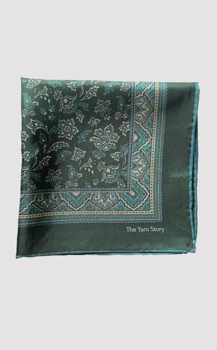 Green Paisley Pocket Square