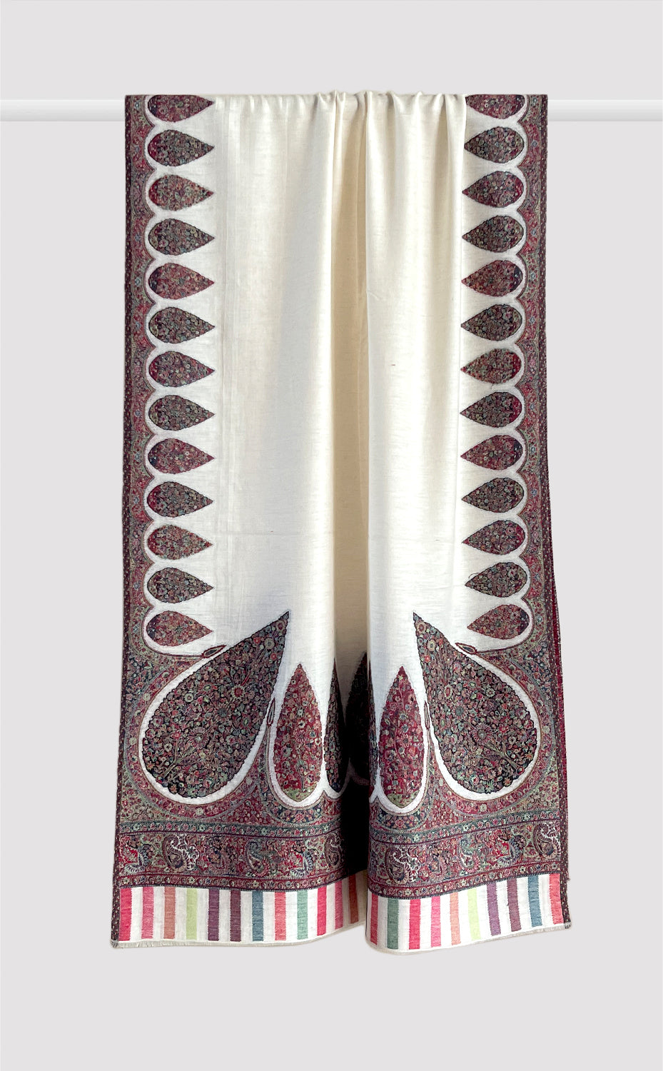 Ivory Motif Border Kani Stole