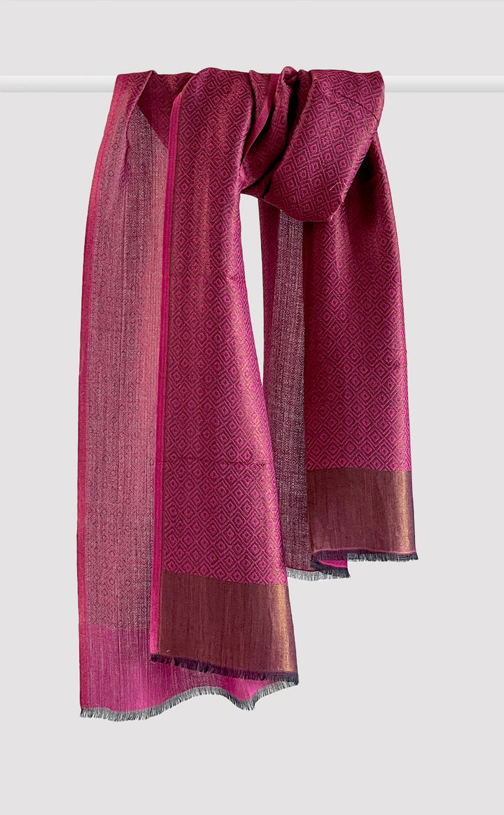 Pink Geometric Zari Stole