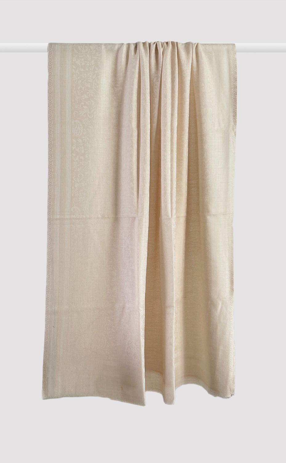 Cream Wool Jacquard Shawl
