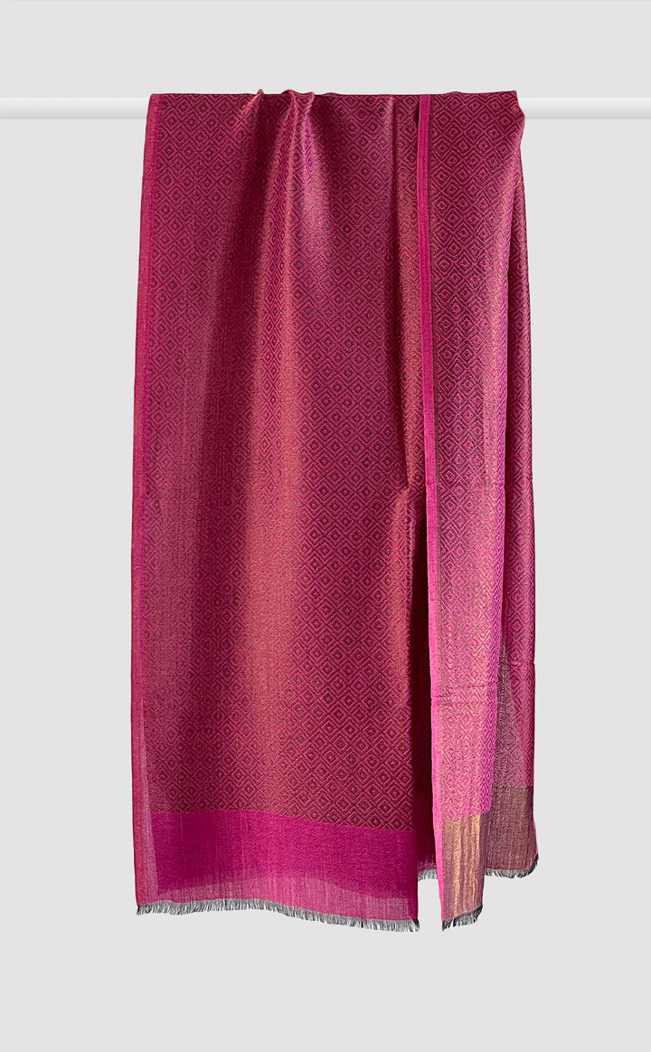 Pink Geometric Zari Stole